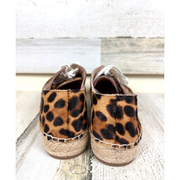 J.Crew Women’s 9.5 Leopard Calf Hair Leather Espadrille Lace Up Sneakers - Picture 3 of 8